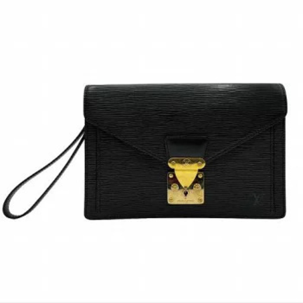 LOUIS VUITTON Sellier Dragonne Epi Noir Black Clutch Shoulder Bag